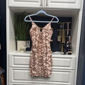 Trac Rose Gold Sequin Mini Dress